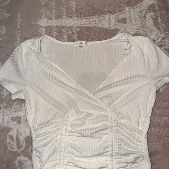 White Ruched Wrap Top - Picture 2 of 2